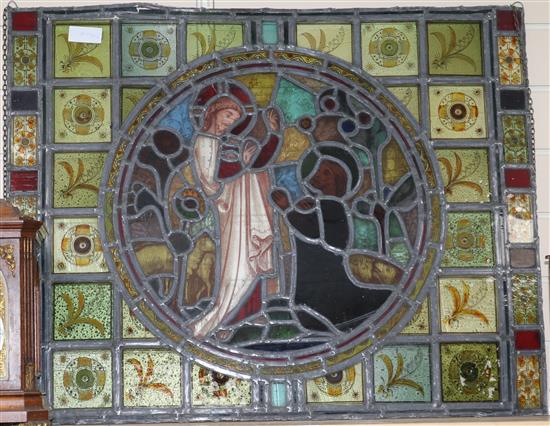 A Victorian rectangular stained glass panel